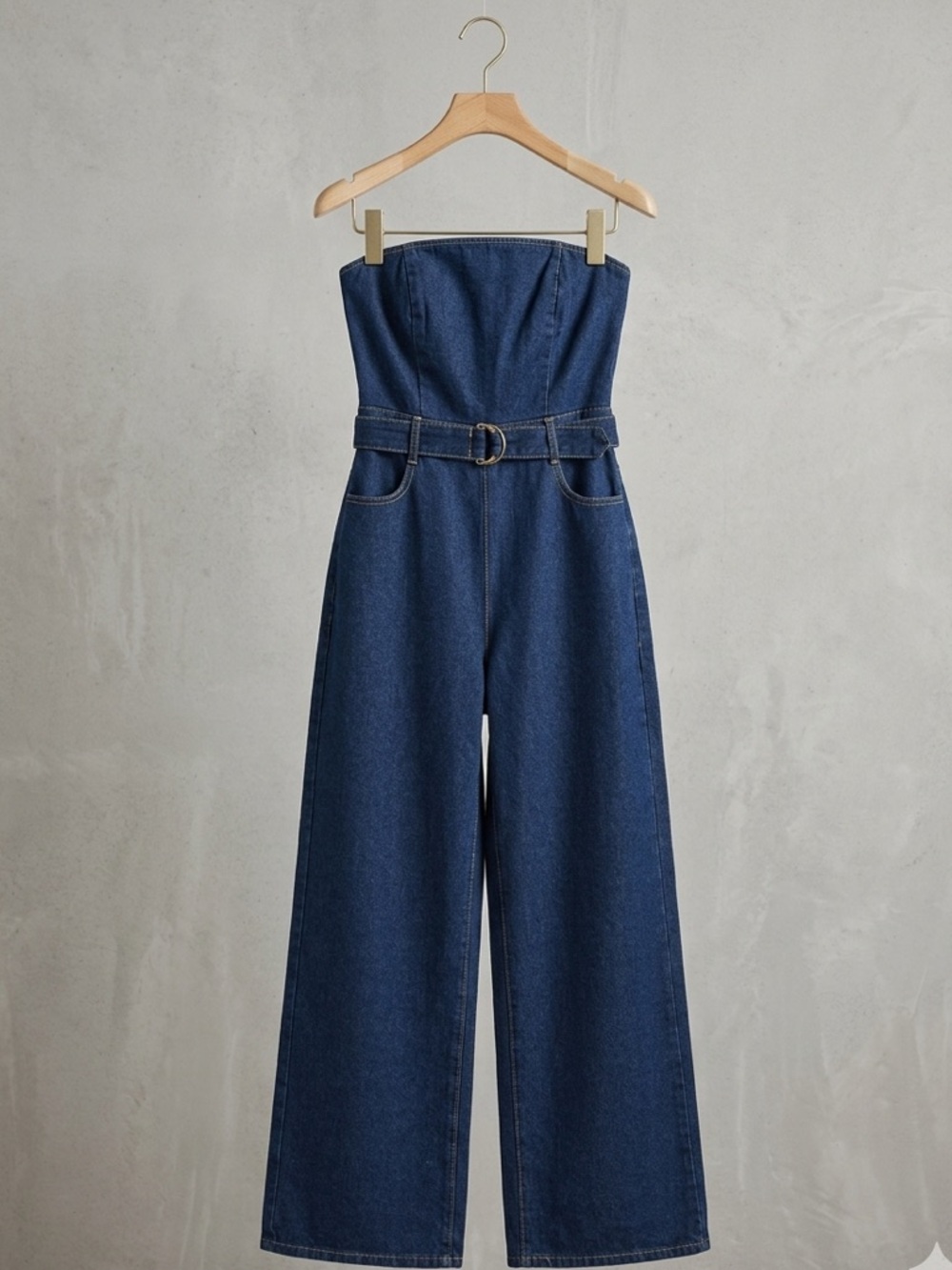 Forever‎ 21 Women's Belted Strapless Dark Denim Jumpsuit
Size M NWOT